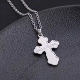 Russian Baptismal Cross Pendant with Chain - Prayer on back save and protect.