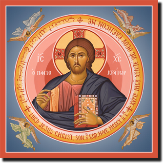 Orthodox Icons of Jesus Christ Pantocrator with Angels