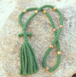 Pine Green Prayer Rope Wool Prayer Ropes 4 Ply - 100 Knot- Various colors