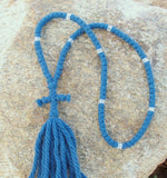 Steel Blue Prayer Rope Wool Prayer Ropes 4 Ply - 100 Knot- Various colors