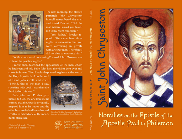 Homilies on the Epistle to Philemon St John Chrysostom - Bibles and Commentaries - Book Orthodox Christian Book