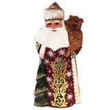 Russian Santa - Hand Carved Hand Painted Santa Claus Russian Father Frost Holding Bear - Christmas Gift