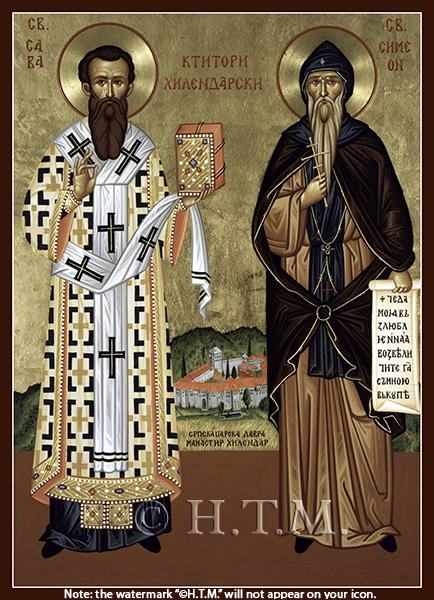 Orthodox Icon Saint Sava and Saint Symeon of Serbia