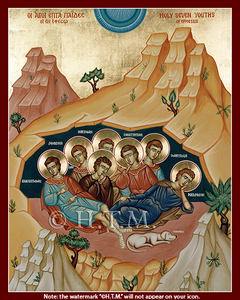 Orthodox Icons of Saints Holy Seven Youths of Ephesus - The Holy Seven Sleepers