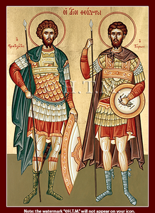 Orthodox Icons of Saints Saint Theodore the Commander and Saint Theodore the Recruit
