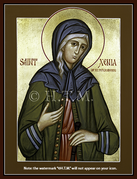 Orthodox Icon Saint Xenia of Petersburg (English inscription)