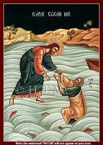 Orthodox Icons of Jesus Christ Lord, Save Me; Christ Walking on the Water- Jesus Christ and Saint Peter