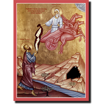 Orthodox Icon Prophet Elias Ascending Into Heaven: In His Fiery Chariot - Saint Elias