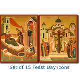 Orthodox Icons Matching Set - 15 Feast Day Set
