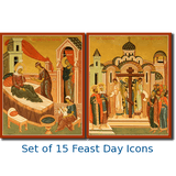 Orthodox Icons Matching Set - 15 Feast Day Set