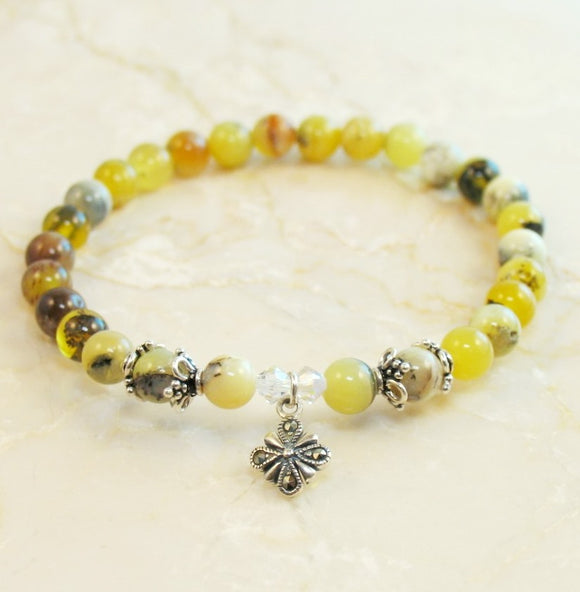 Semi-Precious Stone Yellow Opal Prayer Bracelet