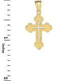 TWO-TONE 14K YELLOW GOLD EASTERN ORTHODOX CROSS PENDANT NECKLACE - Pendant only or with 4 different chain lengths