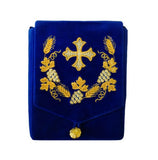 Blue Velvet Case with Grape Embroidery for Travel Tabernacle - Ordination and Clergy Gifts - Liturgical Item Monastery Craft