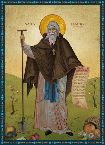 Orthodox Icon Saint Fiacre of Breuil - Patron Saint of Gardeners