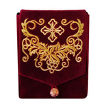 Burgundy Velvet Case with Grape Embroidery for a Travel Tabernacle - Ordination and Clergy Gift - Liturgical Item Monastery Craft