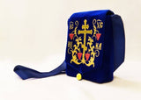 Blue Velvet Case with Three Bar Cross and Grape Embroidery for a Travel Tabernacle - Ordination and Clergy Gifts - Liturgical Item Monastery Craft