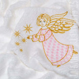 Large Cotton Terry Towel with Embroidered Guardian Angel: Pink - Baptismal Gift - Embroidery