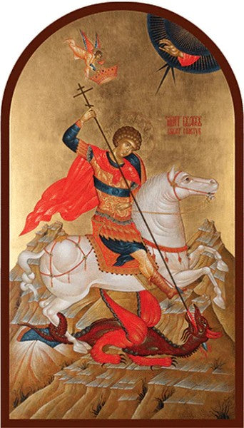 Orthodox Icon Saint George, large icon, shaped