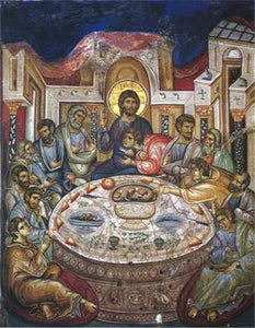 Orthodox Icons of Jesus Christ Mystical Supper - 14th c. Vatopedi Monastery