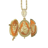 Orthodox Christian Jewelry Enamel Egg Locket Gold Plated with Austrian Crystals - 5 colors Available - Jewelry Egg Pendant - Pascha Easter Gift