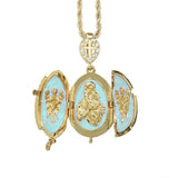 Orthodox Christian Jewelry Enamel Egg Locket Gold Plated with Austrian Crystals - 5 colors Available - Jewelry Egg Pendant - Pascha Easter Gift