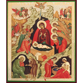 Orthodox Icons Great Feast Icon: Nativity of Jesus Christ - Sofrino Large Size Russian Silk Icon