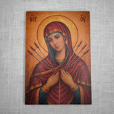 Orthodox Icon of Theotokos Seven Sorrows 5.5x8 inches - Icons by Liliia