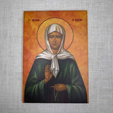 Orthodox Icon of Saint Matrona of Moscow 5.5x8 inches - Icons by Liliia