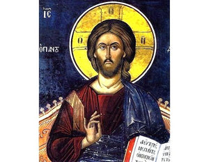 Jesus Christ Blessing with Open Book - Hand painted Icon of Jesus Christ - Greek Supplier