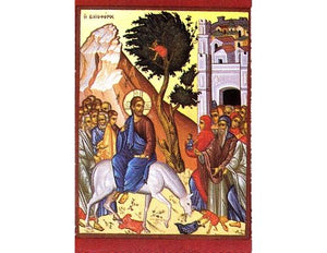 Palm Sunday - The Entry to Jerusalem - Hand painted Icon of Jesus Christ - Greek Supplier