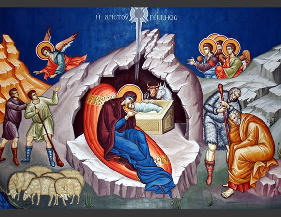 The Nativity of Jesus Christ II - Hand painted Icon of Jesus Christ - Greek Supplier