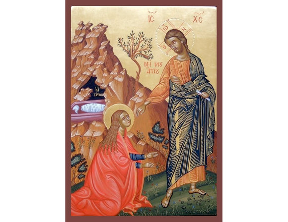 Jesus & Mary Magdalene in the Garden - Hand painted icon of Jesus Christ - Greek Supplier