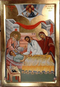 Christ guiding the Christian Physician - Hand painted icon of Jesus Christ - Greek Supplier