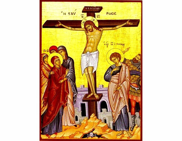 The Crucifixion - Hand painted Icon of Jesus Christ - Greek Supplier