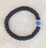 Blue Bead Wool Prayer Rope for Children and Petite Wrists - 33-knot Bracelet with Accents - 2 ply - 4 Colors Available