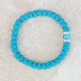 Teal Blue Rope Wool Prayer Rope for Children and Petite Wrists - 33-knot Bracelet with Accents - 2 ply - 4 Colors Available