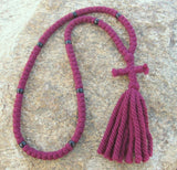 Burgundy Prayer Rope Wool Prayer Ropes 4 Ply - 100 Knot- Various colors