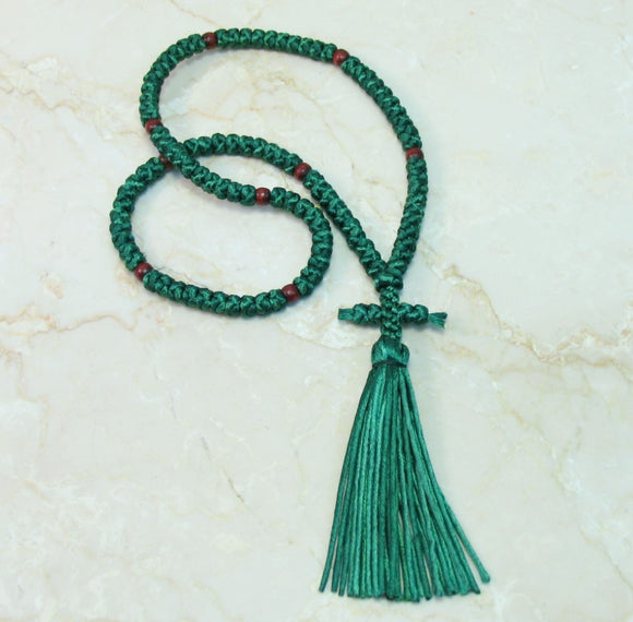 Colorful Satin Orthodox Prayer Ropes - Forest Green 100 Knot Orthodox Bookstore Monastery Craft