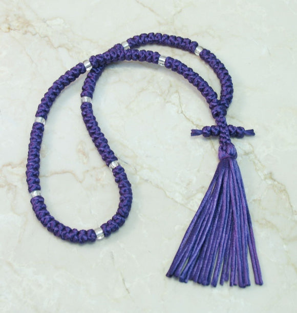 Colorful Satin Prayer Ropes - Purple - 33, 50, or 100 Knot