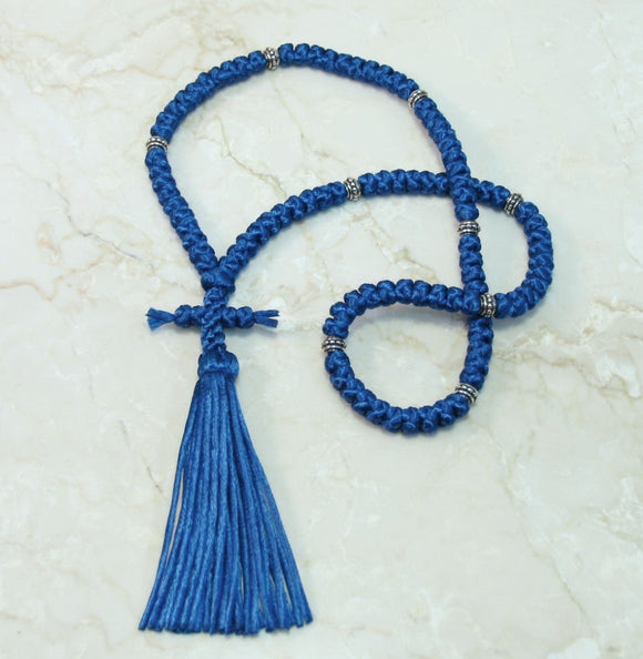 Colorful Satin Prayer Ropes - Royal Blue - 33, 50, or 100 Knot