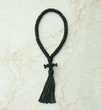 Black with Black Beads Satin 50-knot Russian Prayer Rope with Tassel - 7 Colors to choose from
