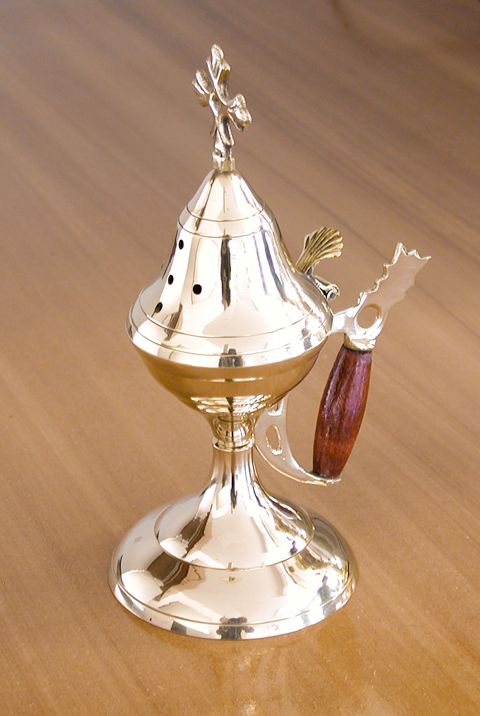 Orthodox Christian Censer Brass Censer with Wooden Handle