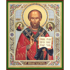 Orthodox Icons Saint Nicholas the Wonderworker: Sofrino Large Size Russian Silk Icon