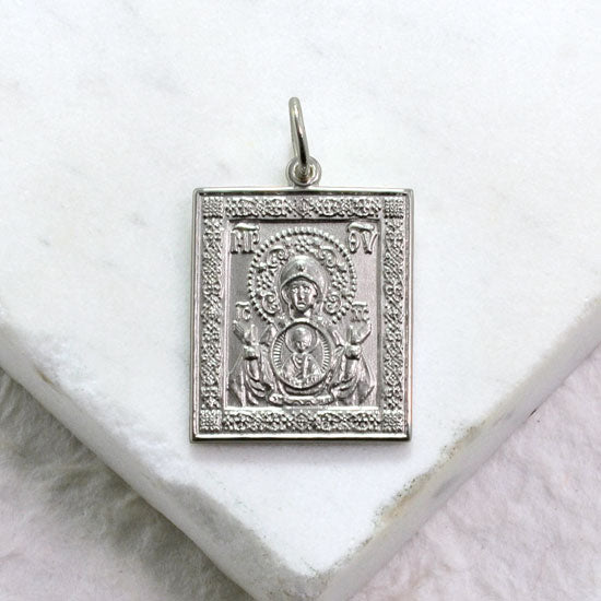 Kursk Root Icon of the Mother of God Medallion - Handcrafted Sterling Silver Medallion