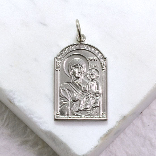 Mother of God Medallion - Handcrafted Sterling Silver Medallion