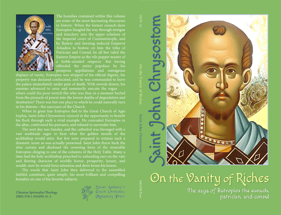On the Vanity of Riches St John Chrysostom - Spiritual Instruction - Book Orthodox Christian Book
