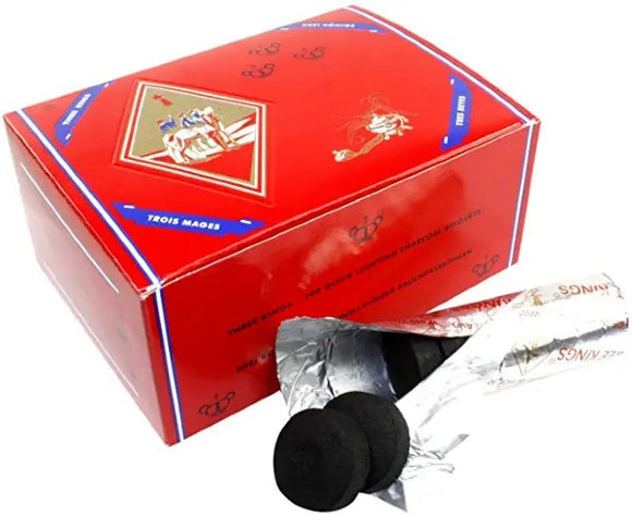 Three King Charcoal -33 mm Premium Incense Charcoal Coals,100 Count (2 boxes)