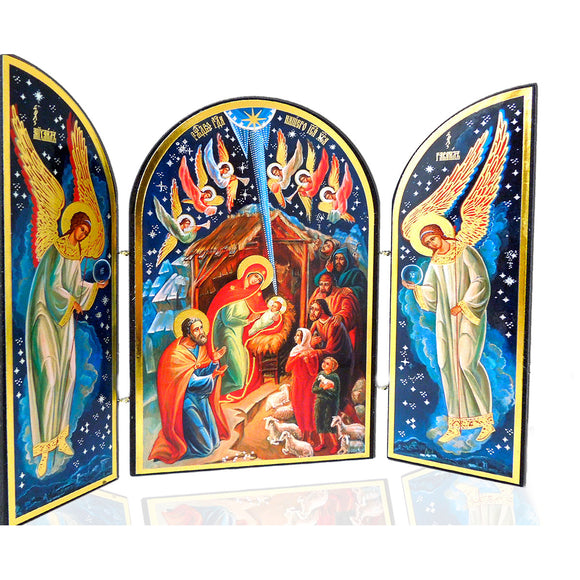 Orthodox Icons Triptych: Great Feast Icon- Nativity of Jesus Christ