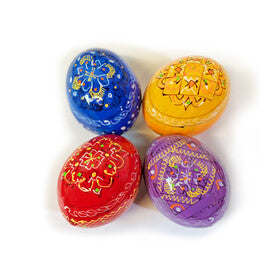 Colorful Ukranian Hand Painted Wooden Eggs - set of 4 - Pascha Gift