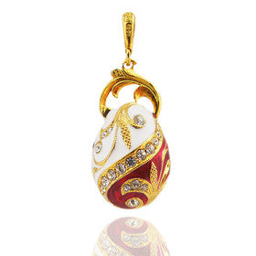 Faberge Style Egg Pendant Sterling Silver 935 18kt Gold Plated 1 1/2